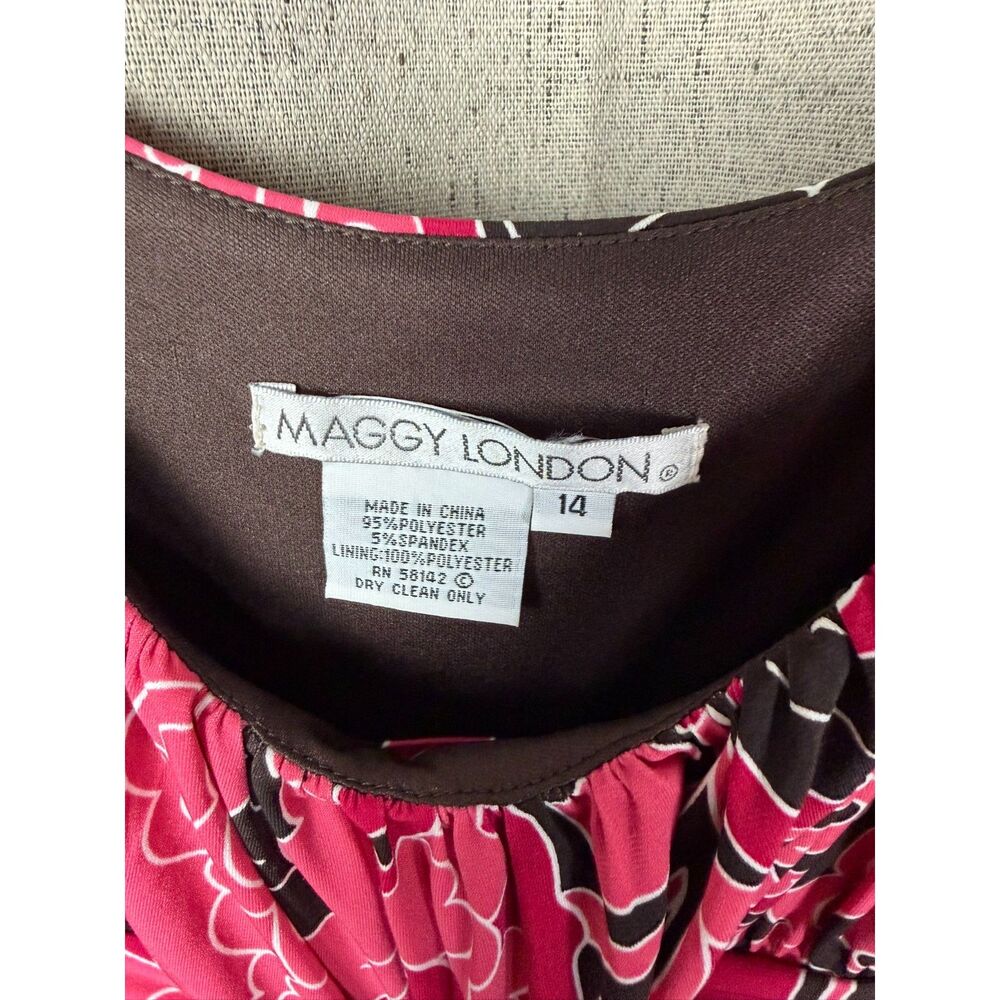 Maggy London Polyester Spandex Floral Ruffled Neck‎ Dress - Picture 5 of 6